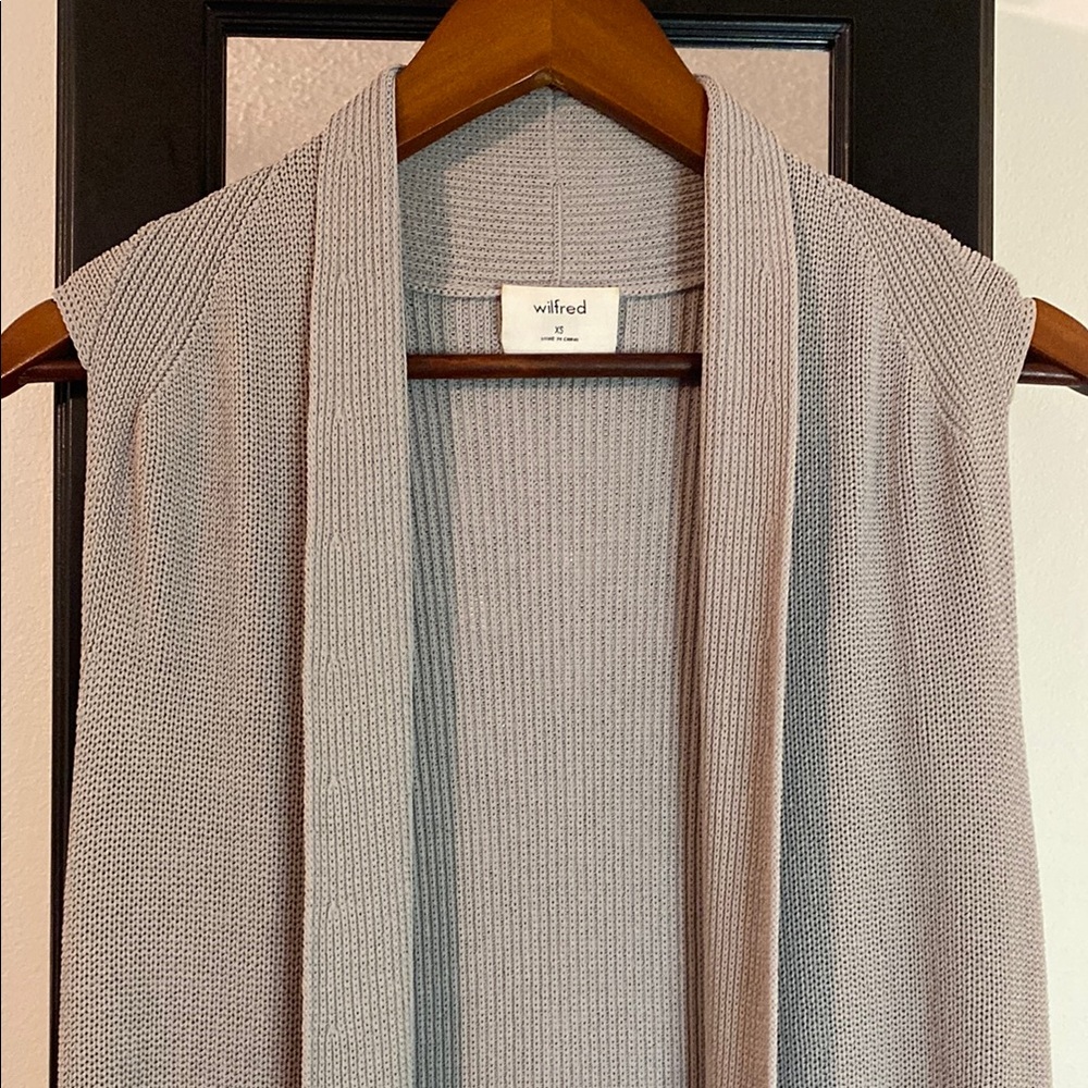 Wilfred Light Gray Knit Cardigan Long Vest PTP 14”